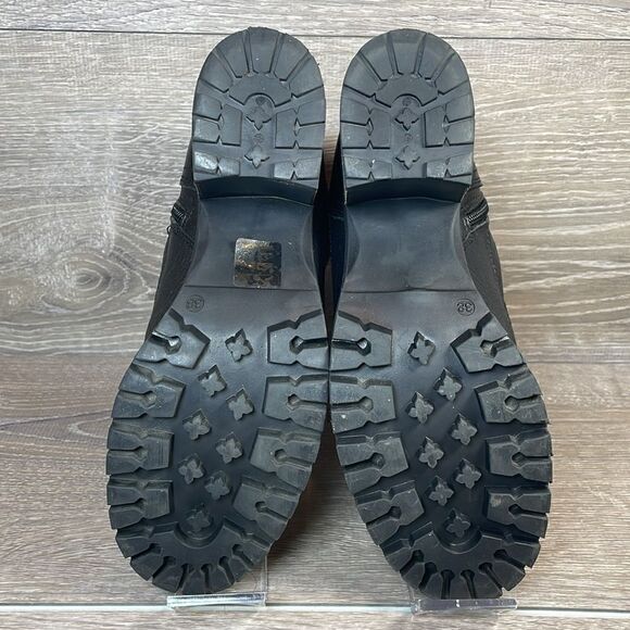 Bull Boxer Cassie Women’s Sz 8M Black Leather Side Zip Y2K Chunky Heel Boots - Picture 7 of 11